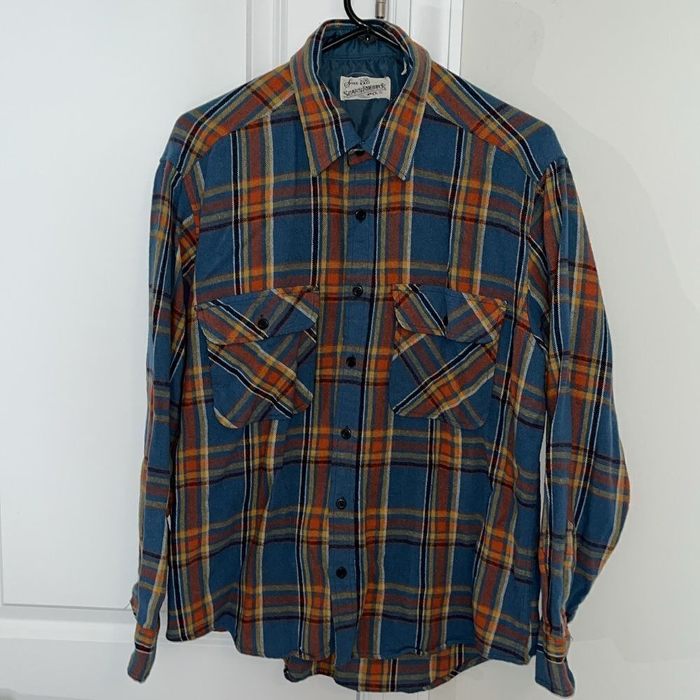 Vintage Sears Men’s Store Shop CPO Wool Blend Heavy Flannel Button Work Shirt